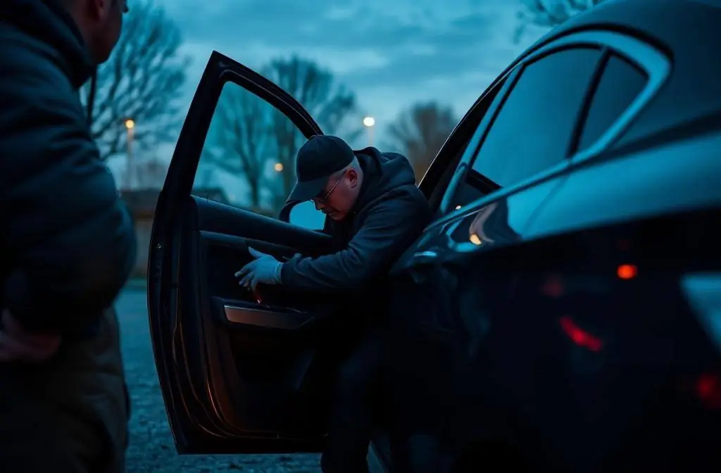 Technician helping with non-destructive car door entry